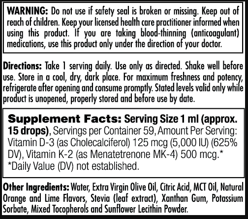 D3 K2 DropIns 125mcg - 2 oz Citrus 2022-10-0998 фото