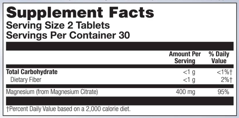 Magnesium Citrate 400mg - 60 tabs 2022-10-1008 фото