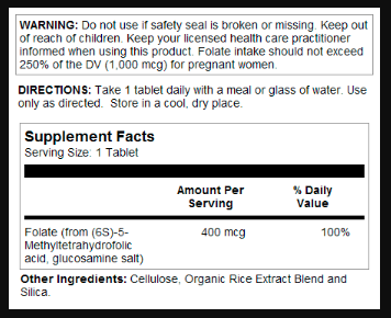 Methyl Folate 400mcg - 90 tabs 2022-10-1009 фото