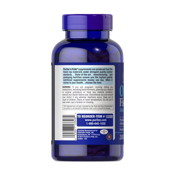 Omega-3 Fish Oil 1200 mg (360 mg Active Omega-3) - 200 softgels 2023-10-2478 фото