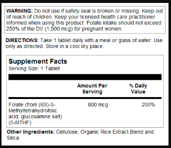 Methyl Folate 800mcg - 90 tabs 2022-10-1014 фото