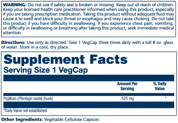 Psyllium Husk 525mg - 100 vcaps 2022-10-1020 фото