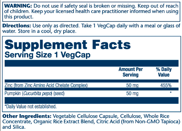 Zinc 50mg - 100 vcaps 2022-10-1028 фото