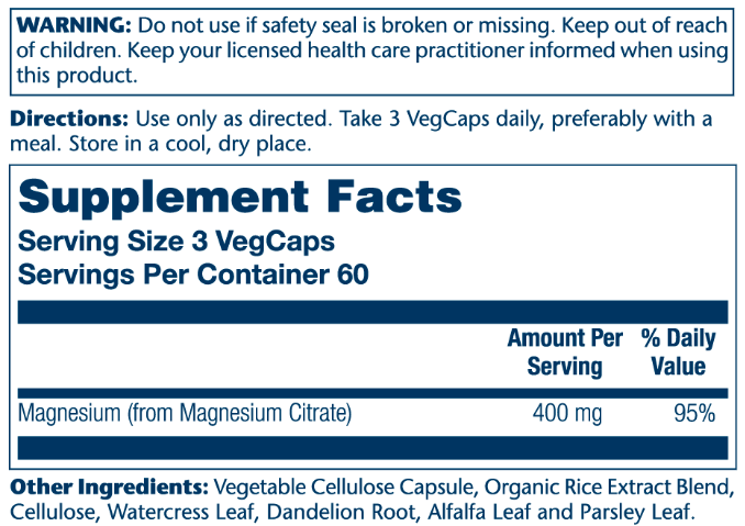 Magnesium Citrate 400mg - 180 vcaps 2022-10-1034 фото