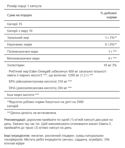 Double Strength Omega-3 Fish Oil 1200 mg/600 mg -180 Softgels 100-62-8550333-20 фото